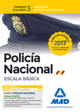 ED.17 POLICÍA NACIONAL ESCALA BÁSICA. TEMARIO VOLUMEN 3