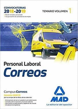 PERSONAL LABORAL DE CORREOS Y TELGRAFOS. TEMARIO VOLUMEN 1