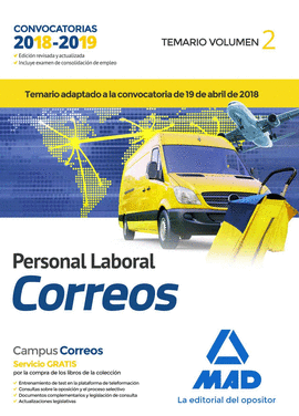 ED18 PERSONAL LABORAL DE CORREOS Y TELGRAFOS. TEMARIO VOLUMEN 2