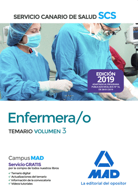 2019 ENFERMERA/O DEL SERVICIO CANARIO DE SALUD. TEMARIO VOLUMEN 3