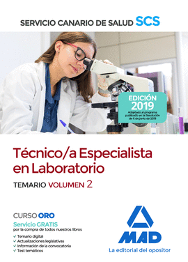2019 TEMARIO 2 TECNICO/A ESPECIALISTA EN LABORATORIO SERVICIO CANARIO SALUD