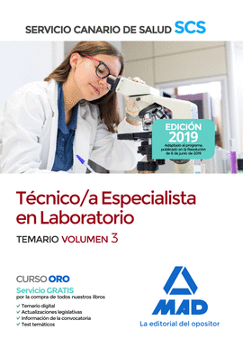 2019 TEMARIO 3 TCNICO/A  ESPECIALISTA EN LABORATORIO  SERVICIO CANARIO SALUD