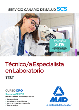 2019 TEST TÉCNICO/A ESPECIALISTA EN LABORATORIO DEL SERVICIO CANARIO DE SALUD