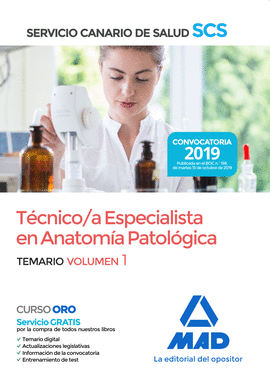 2019 TEMARIO 1 TCNICO;A ESPECIALISTA EN ANATOMA PATOLGICA DEL SERVICIO CANARIO DE SALUD