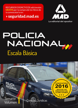 POLICIA NACIONAL TEMARIO VOL.1 2016