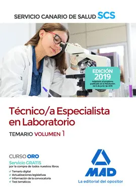 2019 TEMARIO 1 TECNICO/A ESPECIALISTA EN LABORATORIO DEL SERVICIO CANARIO DE SALUD