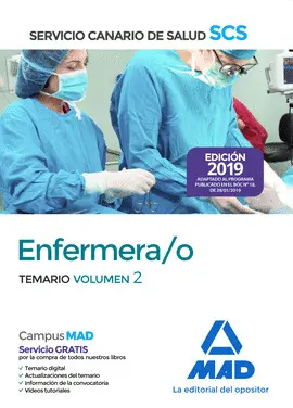 2019 ENFERMERA/O DEL SERVICIO CANARIO DE SALUD. TEMARIO VOLUMEN 2