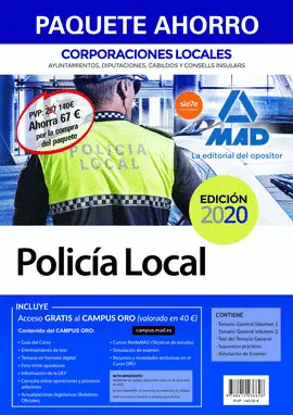 2020 PAQUETE AHORRO POLICIA LOCAL DE CORPORACIONES LOCALES. AHORRO DE 67 Ç (INCLUYE T
