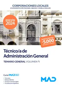 2024 TEMARIO 4 TÉCNICO/A DE ADMINISTRACIÓN GENERAL DE AYUNTAMIENTOS, DIPUTACIONES Y DEMÁS CORPO