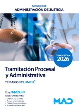 2026 TEMARIO VOLUMEN 1 CUERPO DE TRAMITACIÓN PROCESAL Y ADMINISTRATIVA (TURNO LIBRE)
