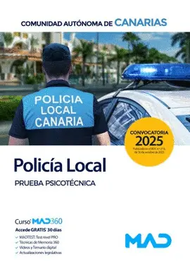 2025 Prueba Psicotecnica Policía Local de la Comunidad Autónoma de Canarias